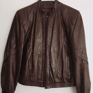 Vintage brown/mahogany leather bomber jacket